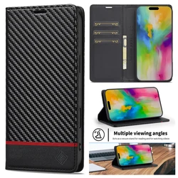 Funda Redmi Note 14 Pro Carbon Fiber Magnetic Flip Case for Xiaomi Redmi Note 13 Pro 13Pro+ Plus Soft Leather Wallet Phone Cover