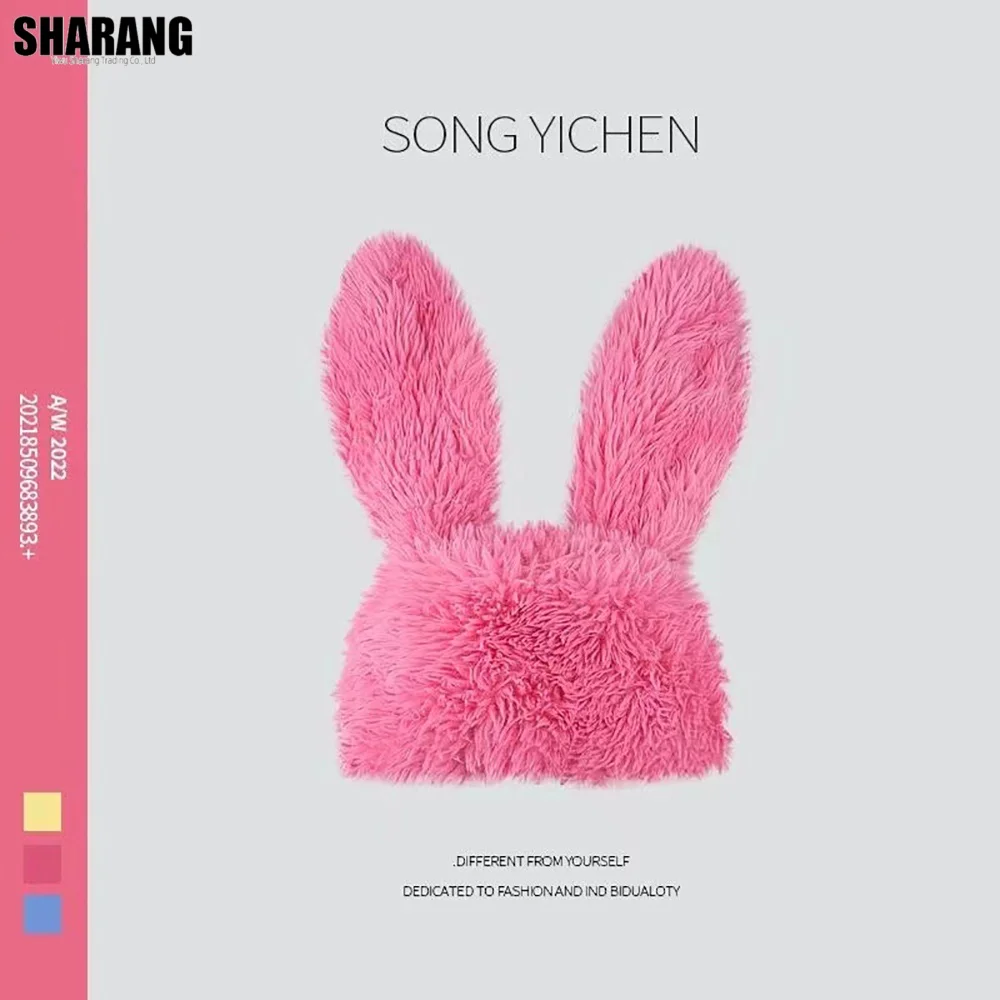 كوريا تصميم جميل آذان أرنب كبيرة أفخم قبعة صغيرة قبعة المرأة الخريف والشتاء الدافئة واقية الأذن الجدة محبوك الباردة قبعة الباروكات