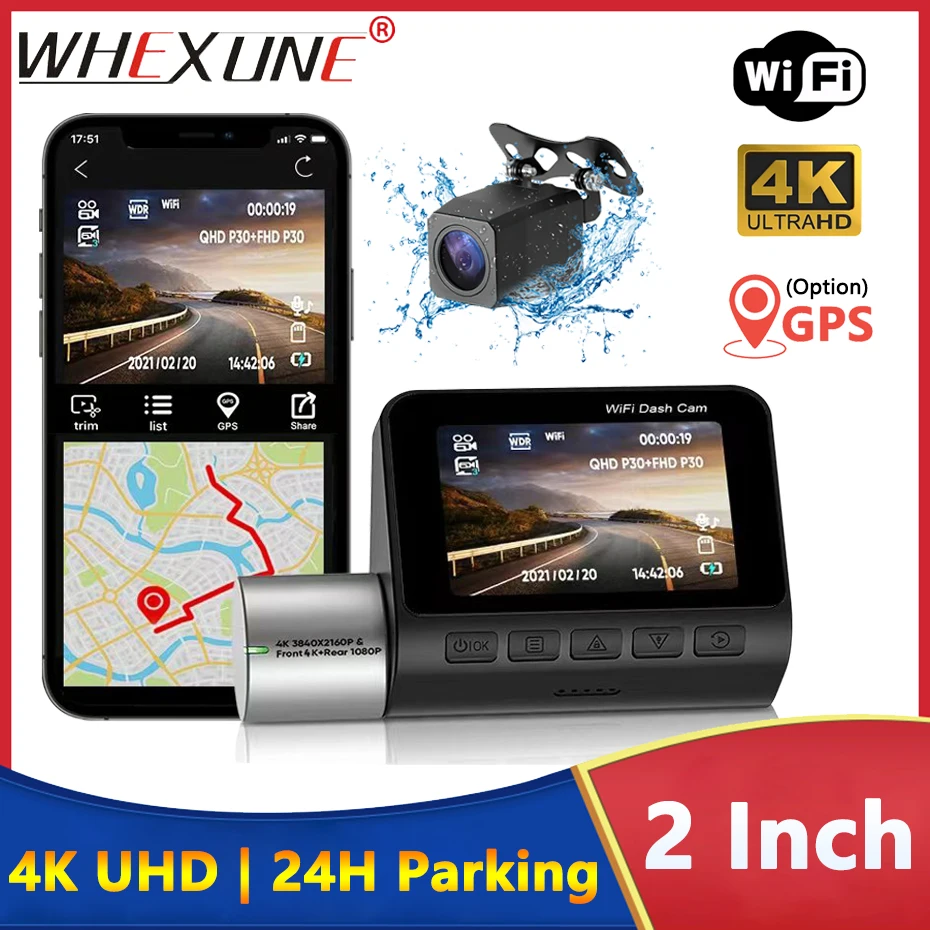 4K Dash Cam WiFi UHD 3840*2160P Car DVR For Car Surveillance Cameras Video Recorders Dashcam 24H Parking Monitor