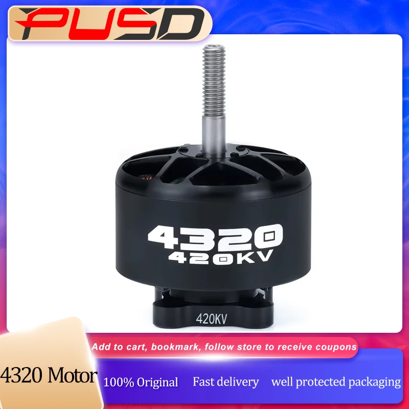 

Бесщеточный двигатель PUSD 4320, 420 кВ, 6-8 с, совместимость с 13-дюймовым дрона FPV дальнего действия, необходимая деталь «сделай сам» для сборки радиоуправляемых дронов