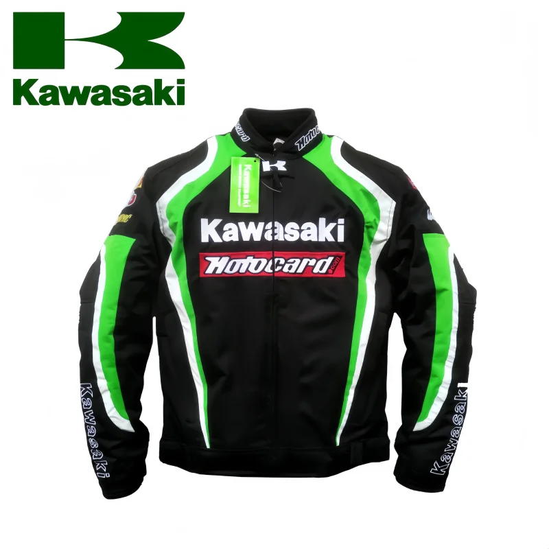 

Новая мотоциклетная куртка Kawasaki для гонок по бездорожью, всесезонный костюм для верховой езды, ветрозащитная куртка с защитой от осени, летняя командная Джерси