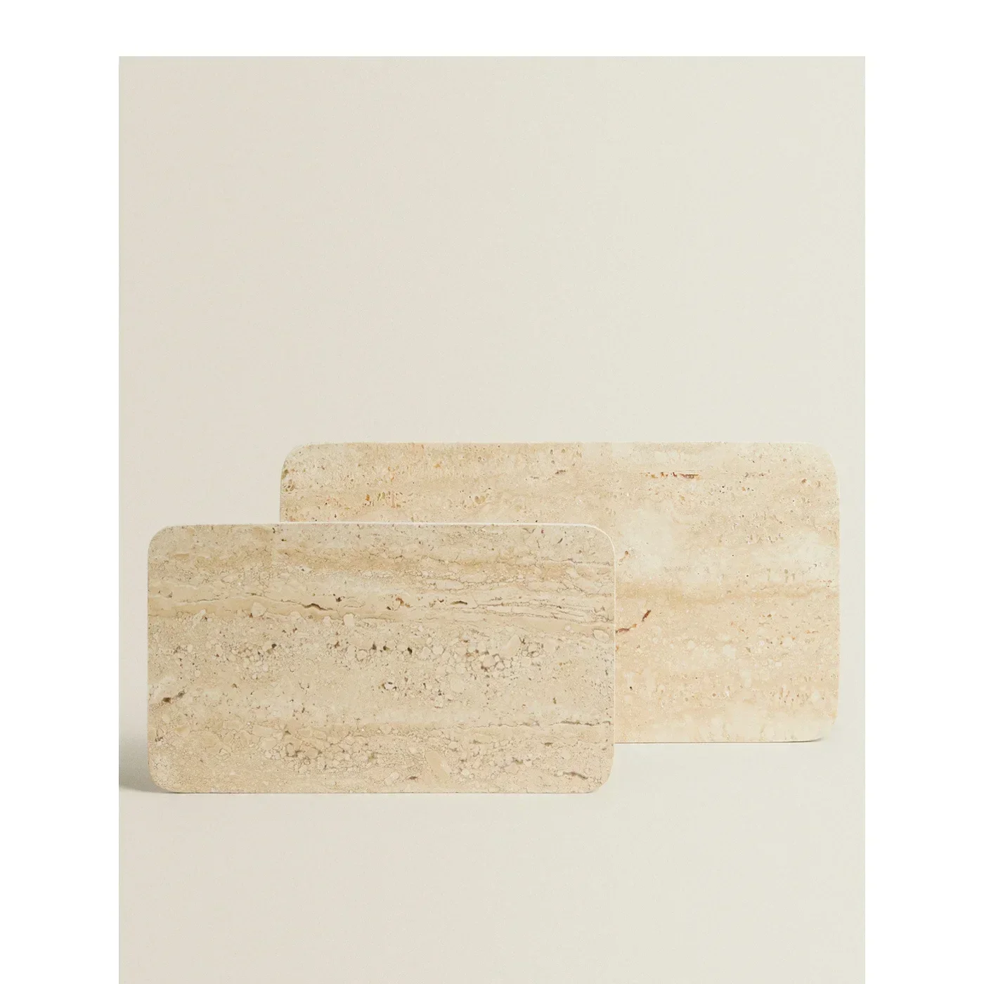 Vintage Natural Marble Beige Travertine Cave Hole Stone Marble Rectangle Household Storage Trinkets Jewelry Tray Accessories