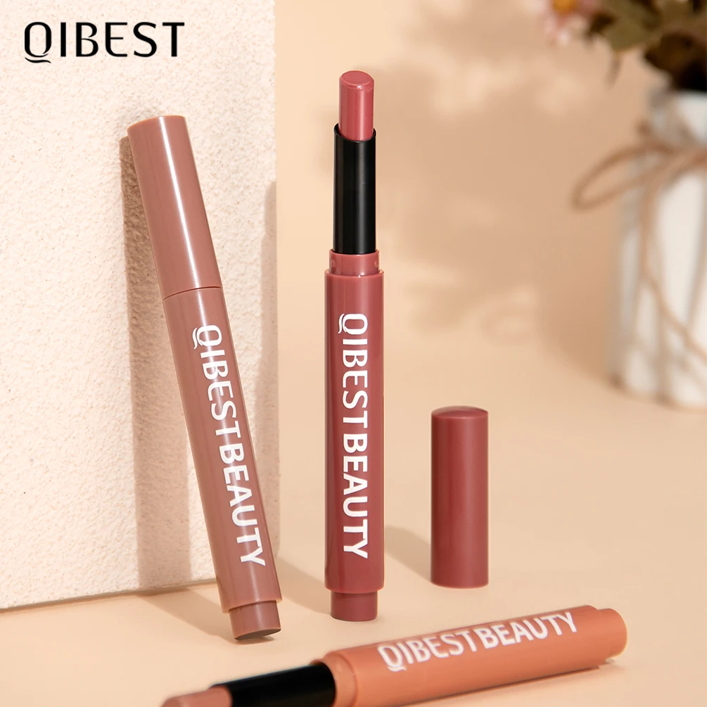 QIBEST Matte Lipstick Pen Lip Balm Moisturising Long Lasting Sexy Lip Tint Non-Stick Cup Sculpting Lipstick Lipliner Lips Makeup