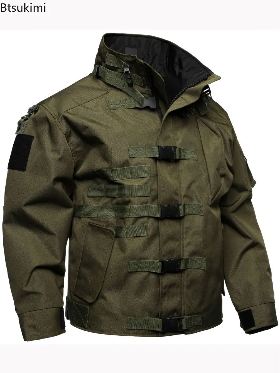 2025 Men's Tactical Cargo Jacket Casual Multi-pocket Wear-resistant Coat Outdoor Waterproof Windbreaker Man Combat Bomber Jacket