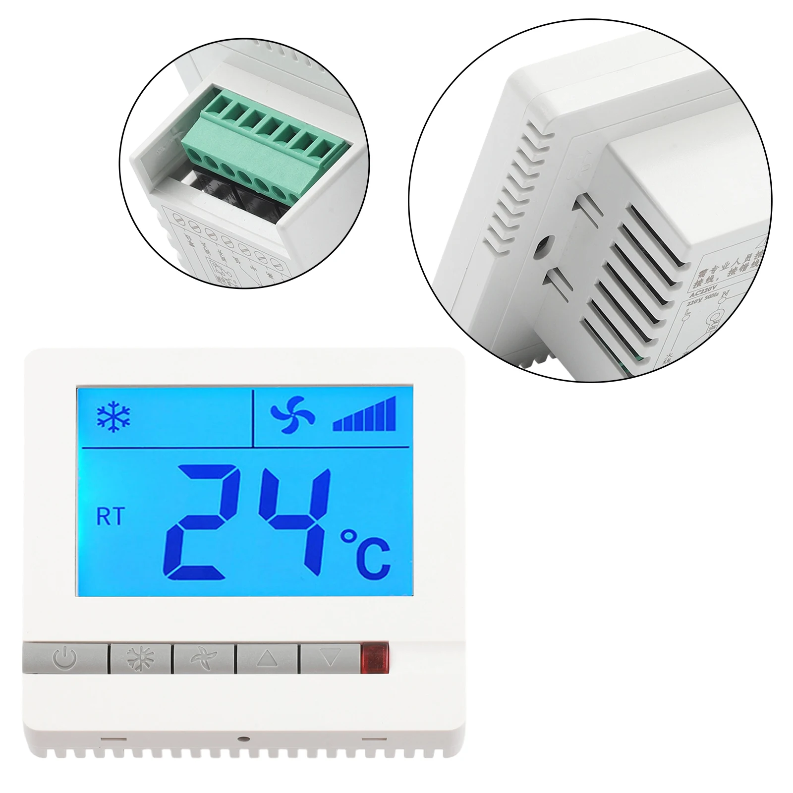 Digital Thermostat for HVAC Applications Supporting Fan Coil Units Electric Valves and Air Conditioning Systems AC220V 50 60Hz