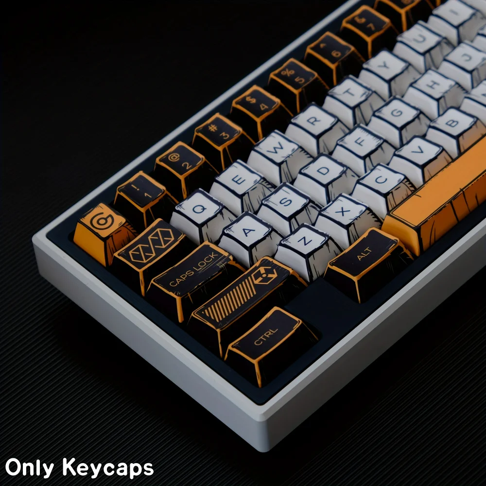 GEFENSI Manga Virtual War PBT Cherry Keycap Colored Keycaps 126 Keys For MAD 60 68 Magnetic Keyboard Gaming Mechanical Keyboards