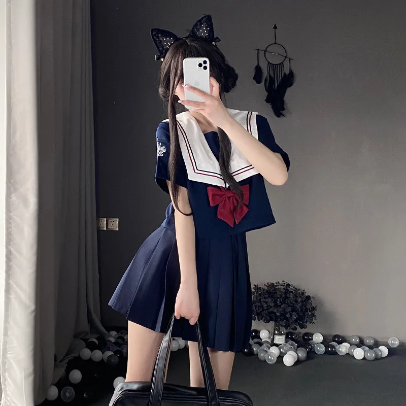 Anime Japanese Student Pleated Skirt Set Cosplay Costume Jk Uniform School Girl Outfits Sailor Suit Cute Preppy Style Clothes