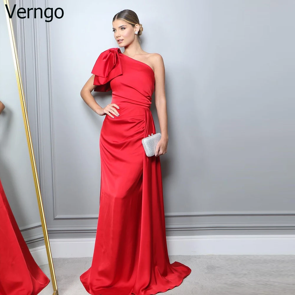 

Verngo Mermaid Red Prom Dress One Shoulder Evening Party Gowns Satin Floor Length Vestidos De Fiesta Elegantes Para Mujer 2023