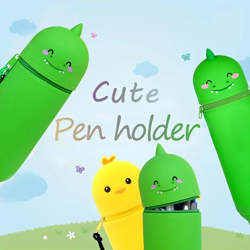 

Силиконовый пенал с рисунком динозавра — расширяемая молния, органайзер для офисных и школьных принадлежностей большой емкости