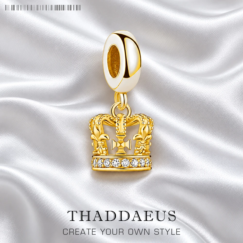 British LONDON Crown Gold Plated Charm Pendant Europe 925 Sterling Silver Vintage Gift For Women Men Jewelry