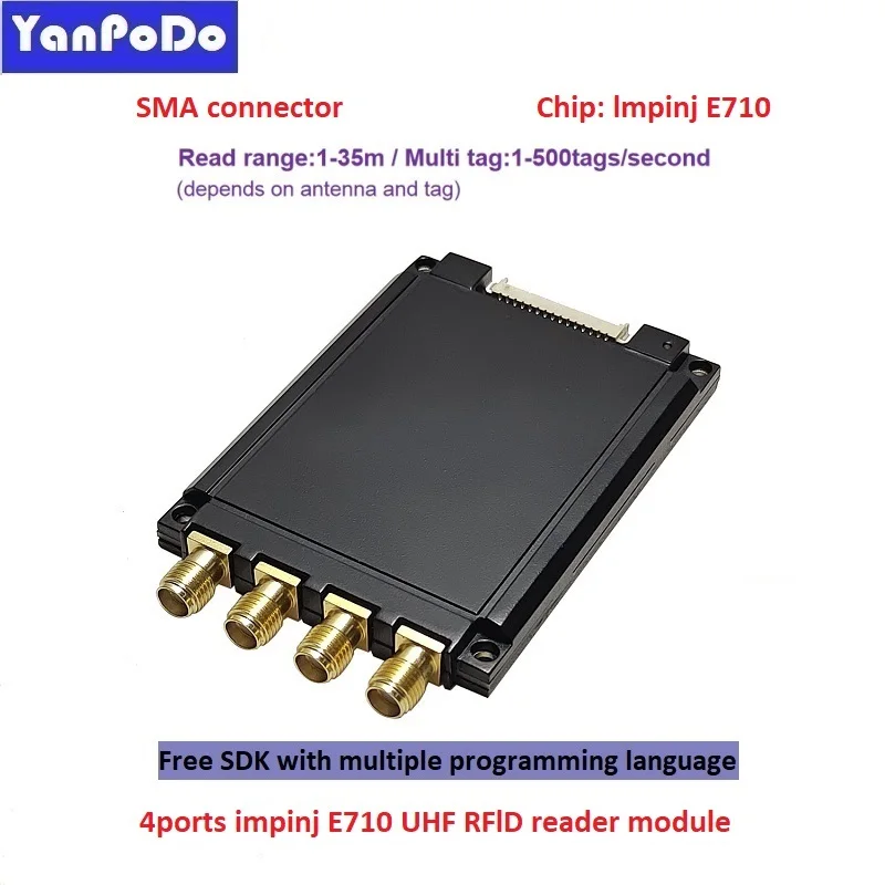 Yanpodo Impinj E710 1/4/8/16 Antenna ports UHF RFID Reader Module 860-960Mhz ISO18000 6C RFID Module UHF with TCP IP/RS232 Board