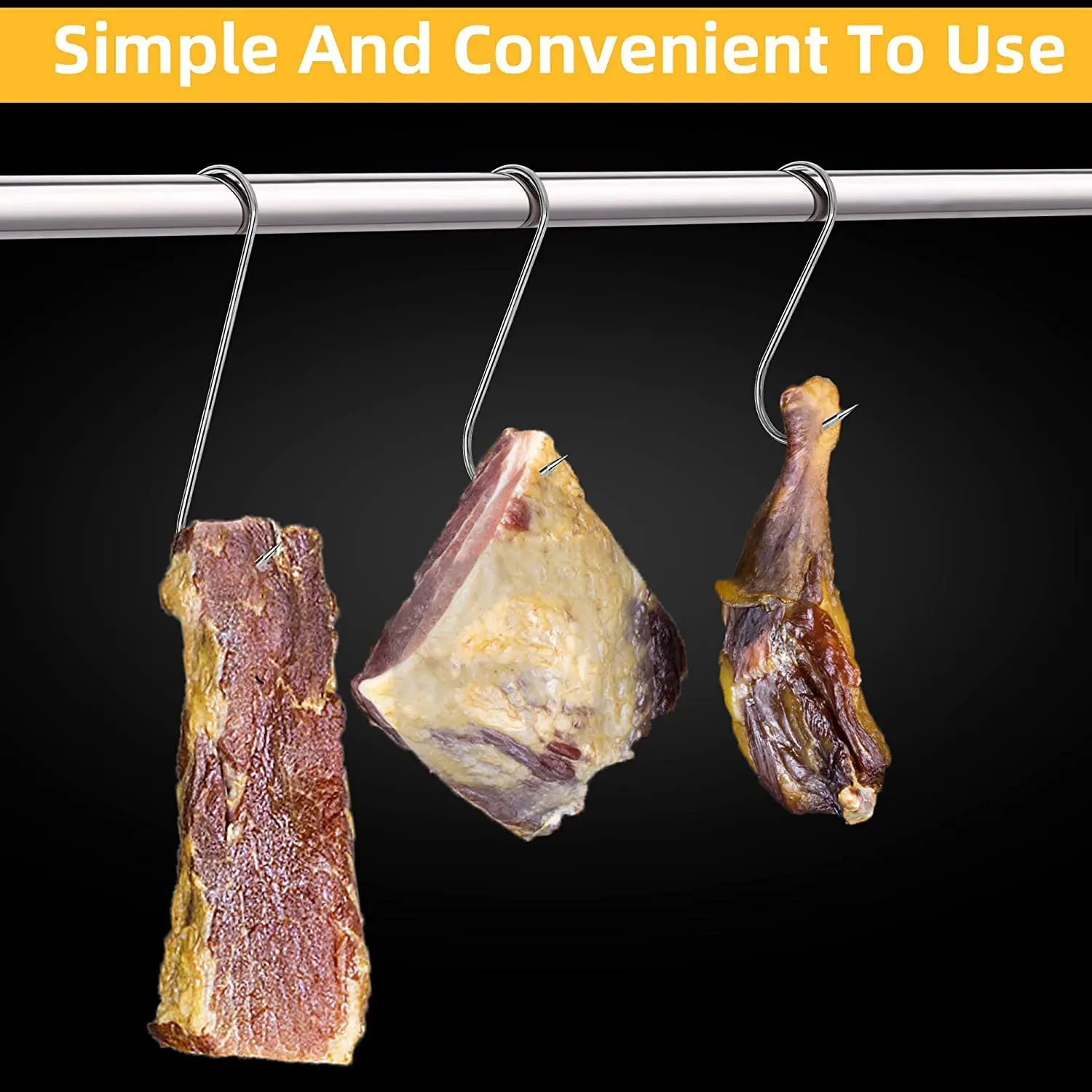 10 adet asılı et paslanmaz çelik keskin Prong s-hooks için ağır kasap işleme askı barbekü domuz sosis Bacon Hams