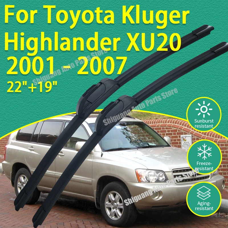 

Передние силиконовые щетки стеклоочистителя для Toyota Highlander Kluger MK1 XU20 2001-2007, аксессуары для лобового стекла автомобиля 2002