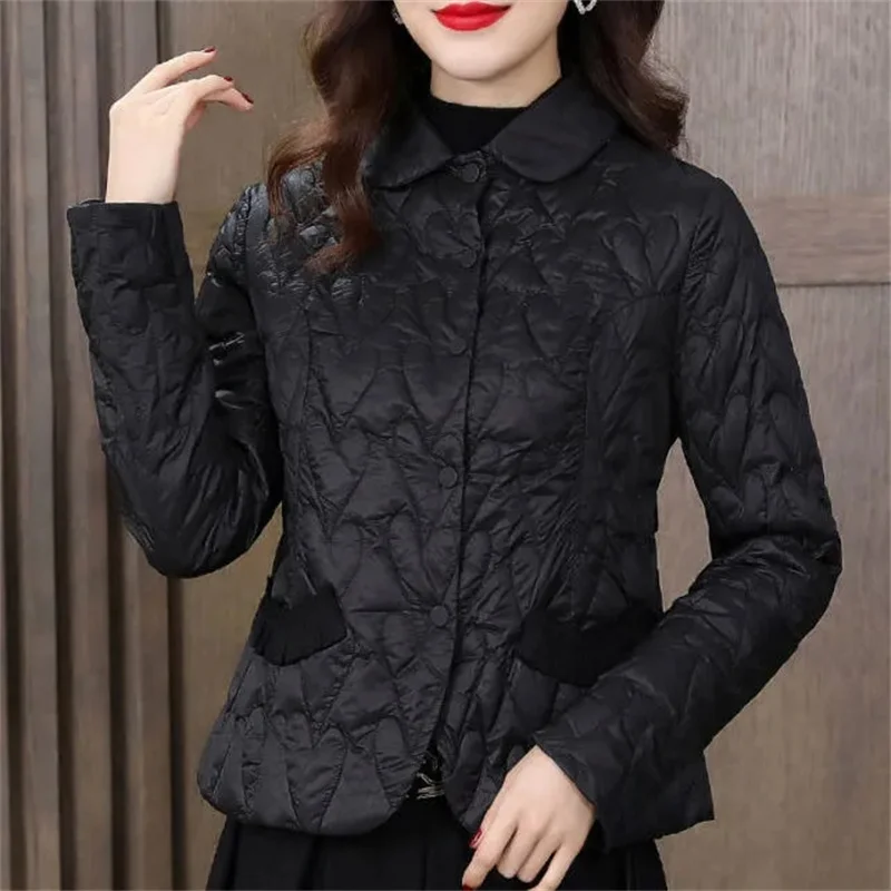 Women Autumn Winter New Short Square Collar Cotton Jacket Fashion Small Figure Cotton Jacket Female Lightweight Down Cotton Coat