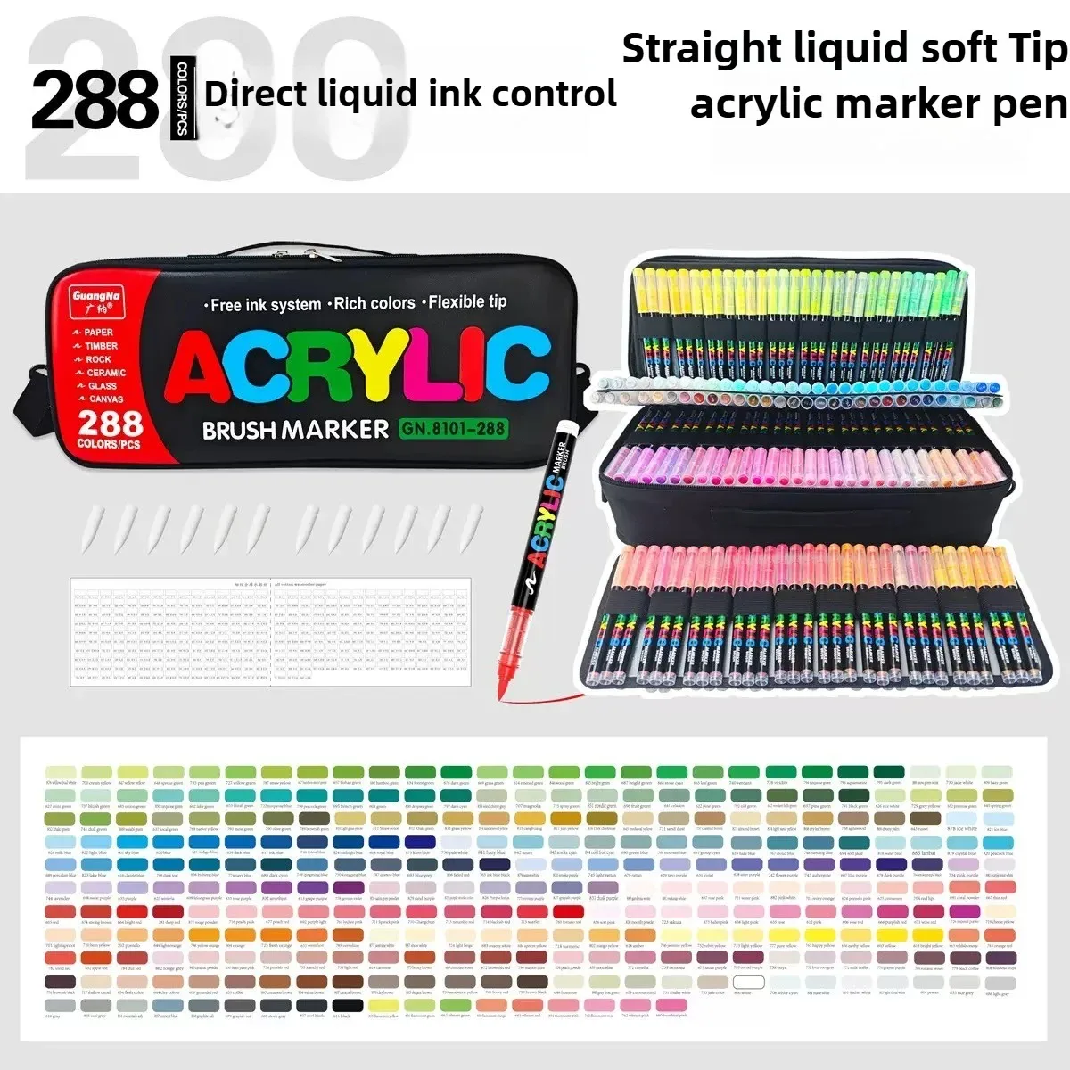 Guangna 360/168 Colors Acrylic Paint Markers Set Liquid Ink - for