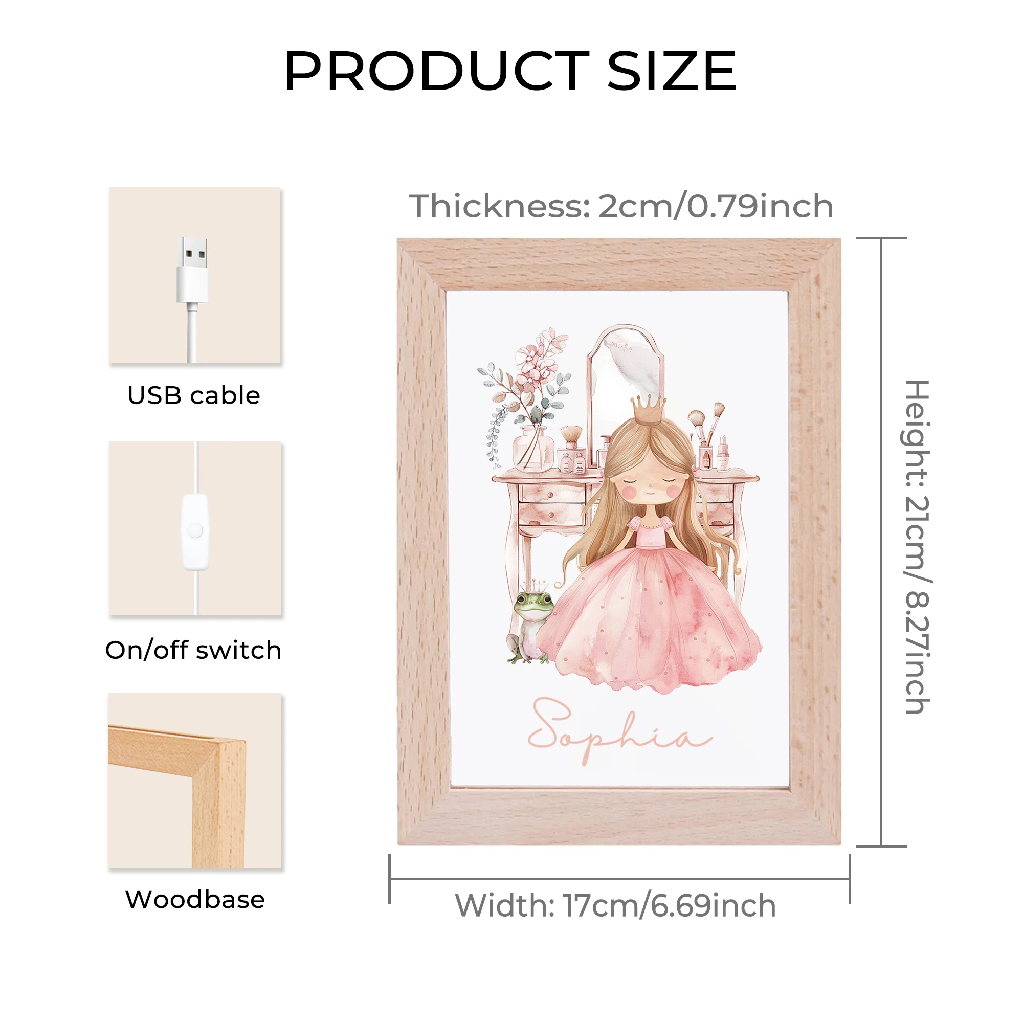 공주 메이크업 거울 이름 LED 야경 사진 프레임 맞춤 선물 가족 거실 침실 식당 홈 인테리어