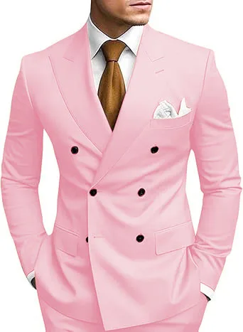 Heren 2-delige outfitset Double-breasted, double-slit pak voor trouwjurken Toneelkostuum Afstuderen Casual pak
