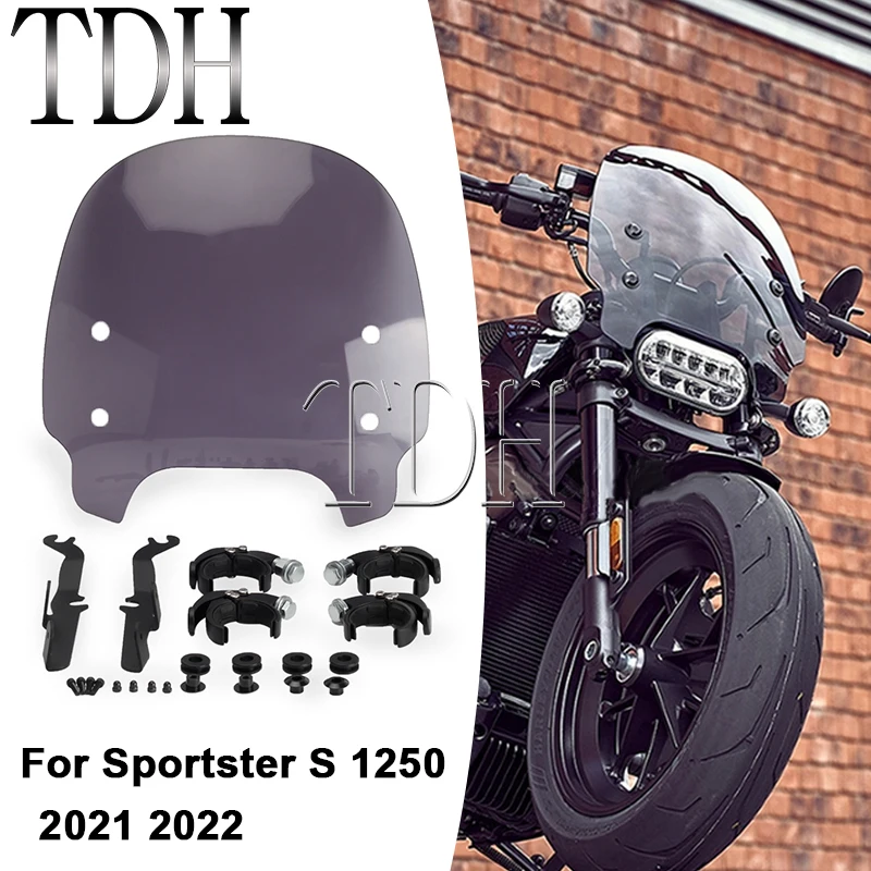 2021 22 neue Motorrad Windschutzscheibe Abdeckung Bildschirm Objektiv Motorrad Windabweiser Für Harley Sportster S 1250 RH1250 RH 1250 S Windschutz