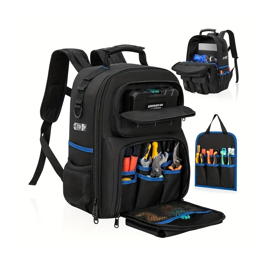 Backpack Tool Bag, Large Storage Toolbox Organization, Soft Handle Large Zipper Carrying Toolbag, Father's Day Gifts for Him Dad