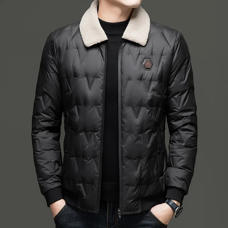 

Sanjia Men's Casual Lightweight Warm ort down Jaet Collar up 2025 Autumn Winter Busin Sle Polyester Fiber