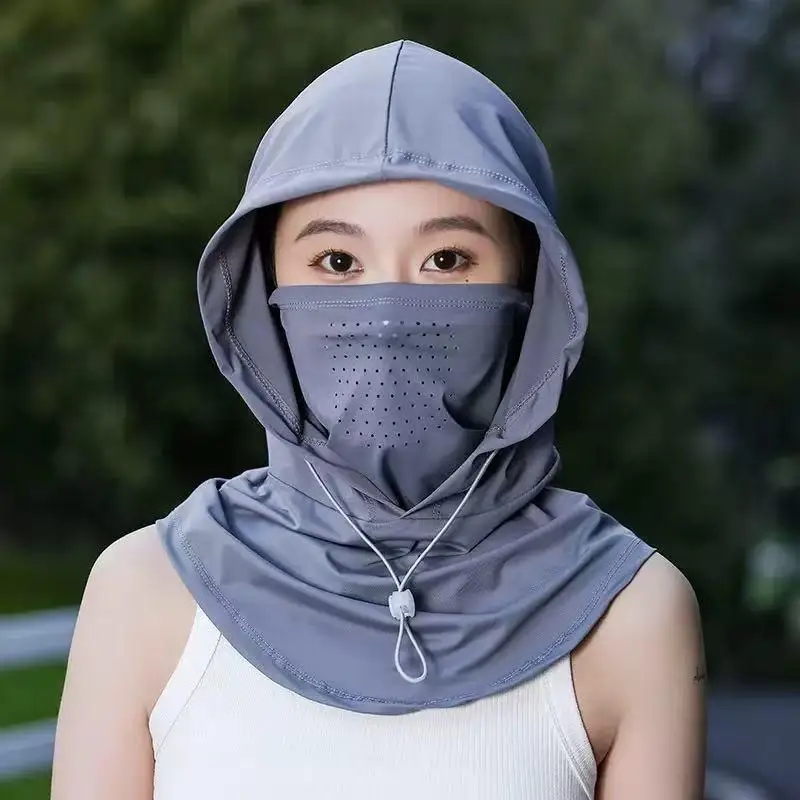 Fashion Anti-UV Ice Silk Sun Hat Adjustable Breathable Sunscreen Hat With Shawl Quick Drying Sunshade Cap Outdoor Sports