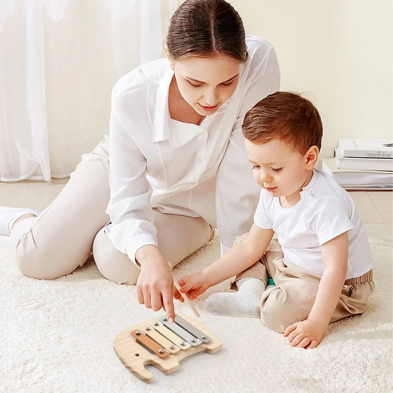 Montessori de madeira 5 tons multicolorido xilofone instrumento musical brinquedos para bebês crianças quebra-cabeças jogos de aprendizagem precoce presente do bebê