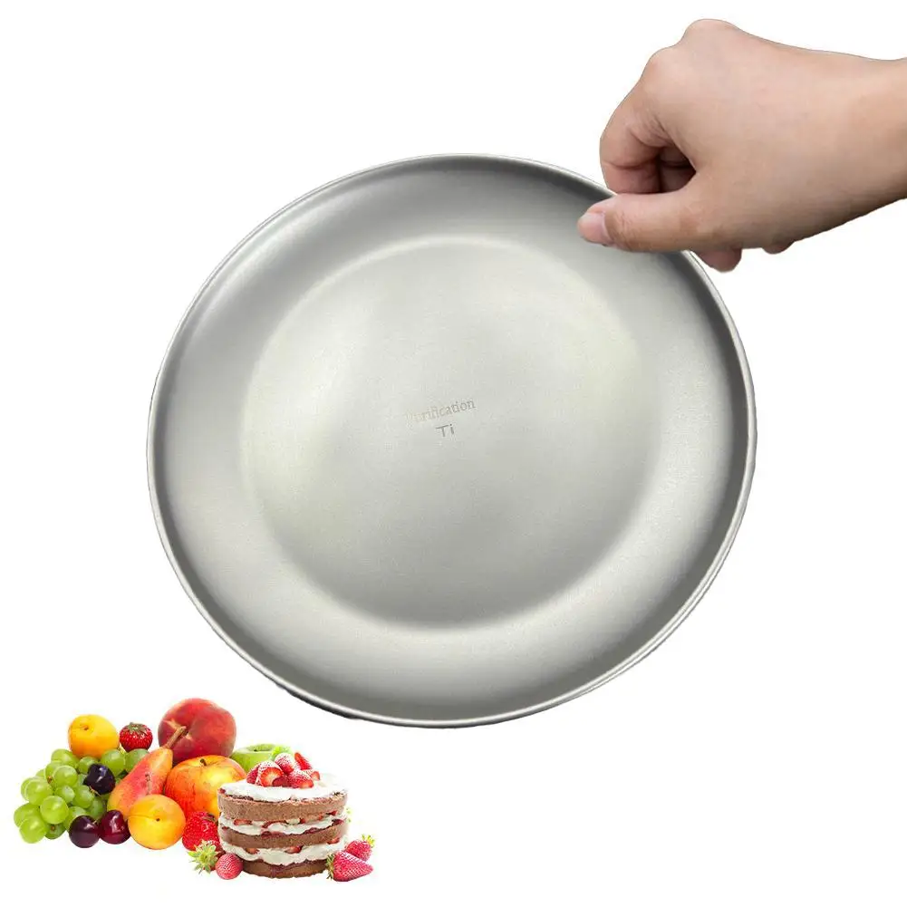 1/2 Stück Titan Outdoor-Campingteller, ultraleicht, tragbar, rund, mattiert, zum Kochen, Picknick, Wandern, Camping, Backpacking, Reisen – Detail 2