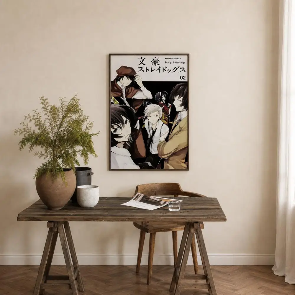 Anime Bungo Stray Dogs Poster Self‑Adhesive Waterproof PP Poster Coffee House Bar Wall Art Sticker Room Home Decor