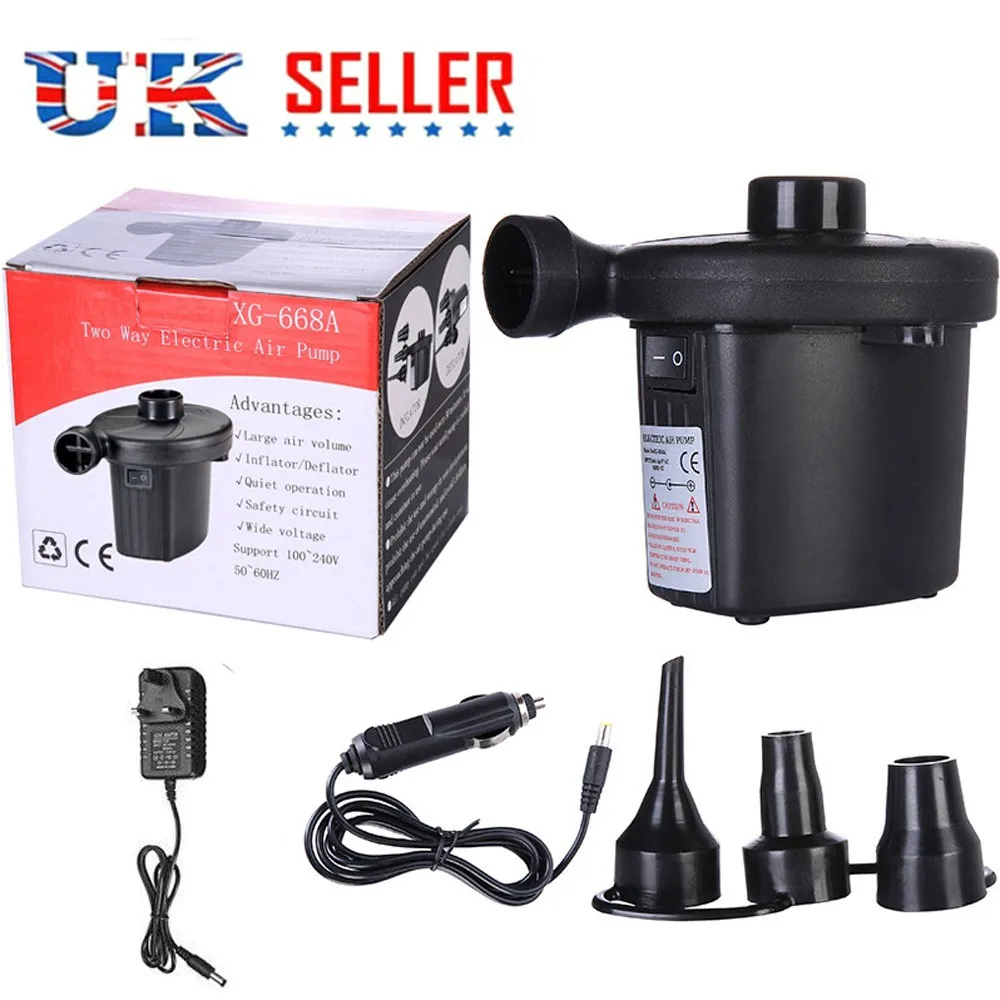 240V/12VElectric Air Pump Inflatables Bed Pool Air Mattress Inflator Deflate