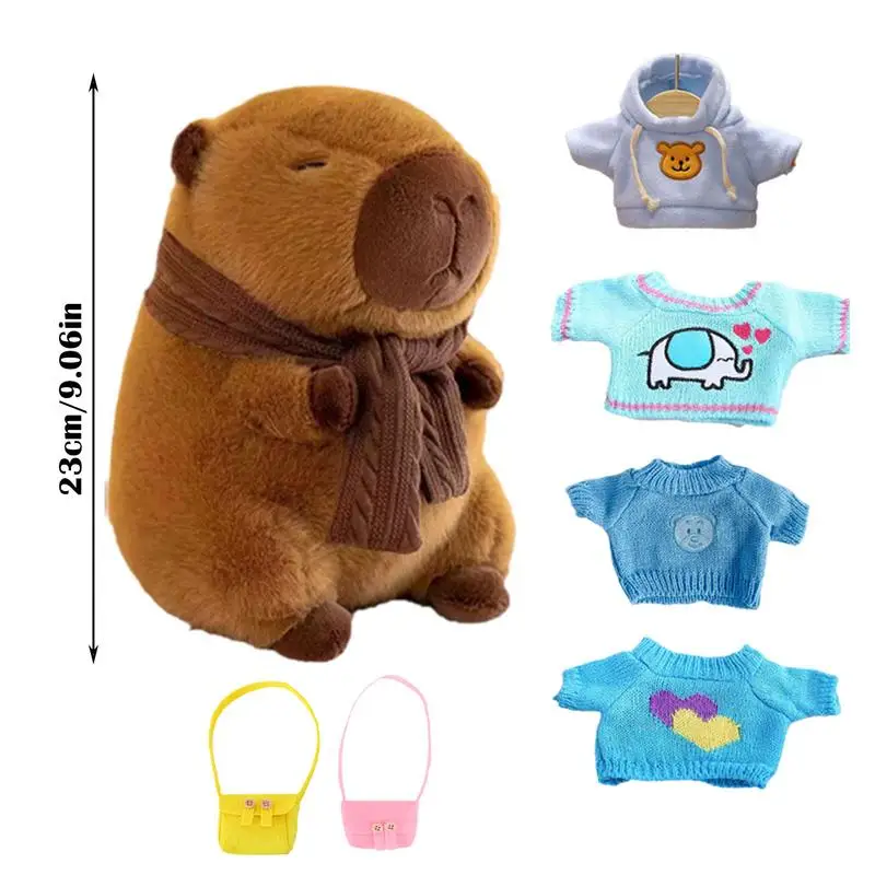 Dress Up Capybara-Plüschpuppe mit Kleidung und Accessoires, niedliche gefüllte Capybara-Puppen, Plüschtiere, Capybara-Figur, Kindergeschenk