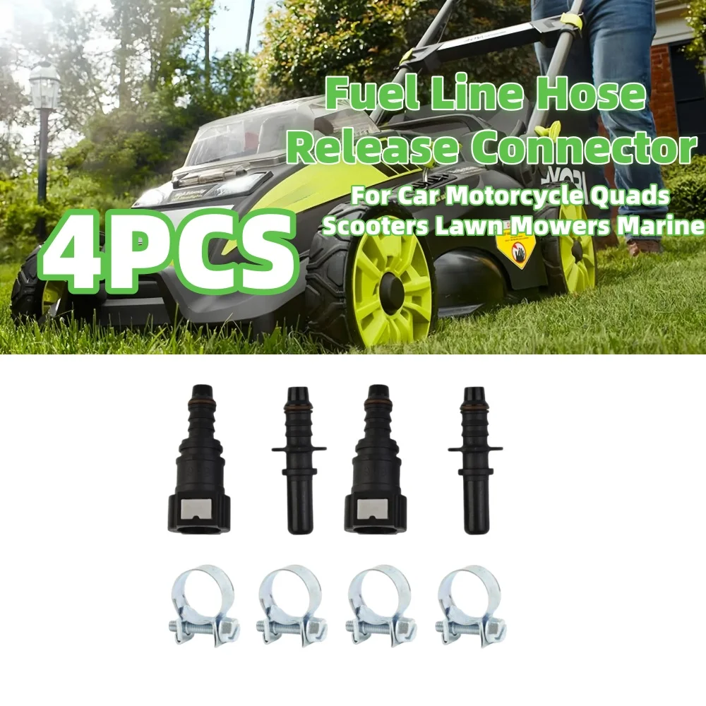 2 مجموعة محرك خط الوقود خرطوم 9.89 الإفراج السريع موصل مع خرطوم المشبك لسيارة دراجة نارية رباعية الدراجات البخارية جزازات العشب البحرية