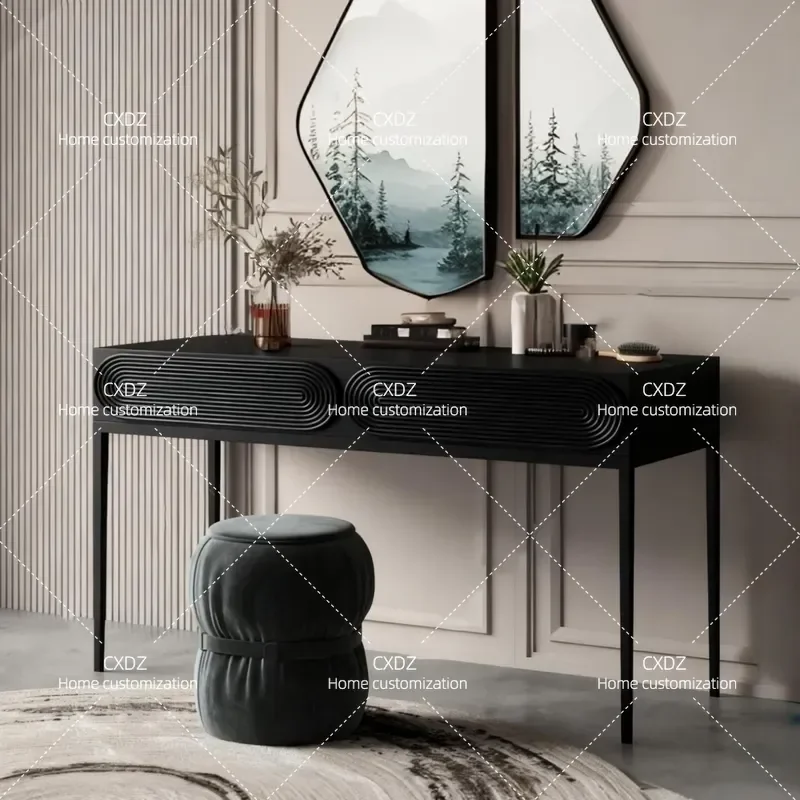 Modern Minimalist Solid Wood Dressing Table Painted Finish Bedroom Desk Computer Writing Table Artistic Vanity Furniture