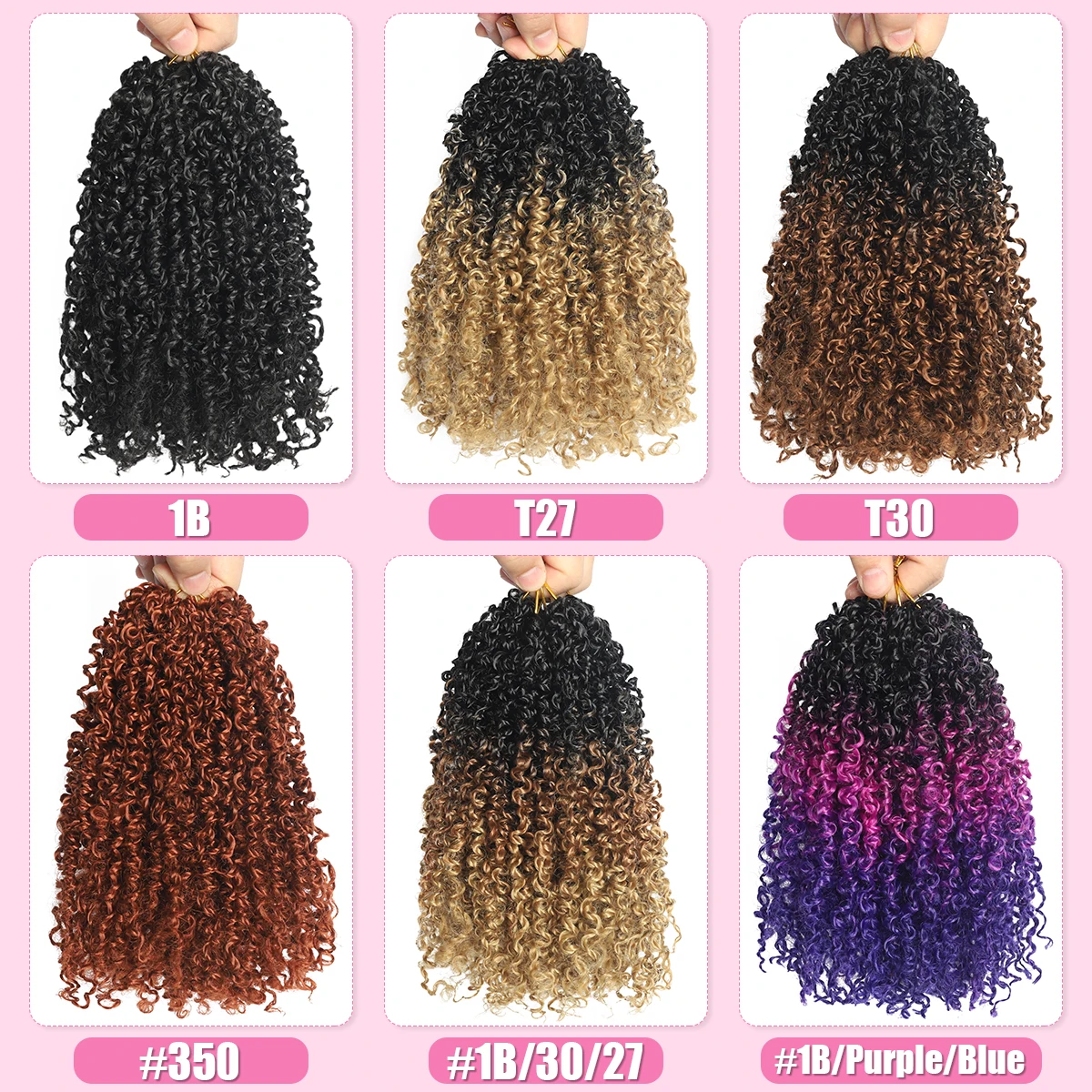 8 Inch Pre-looped Yanky Twist Synthetic Crochet Hair 30 Strands/PCS Pre-twisted Passion Twist Crochet Hair Micro Spring Twist