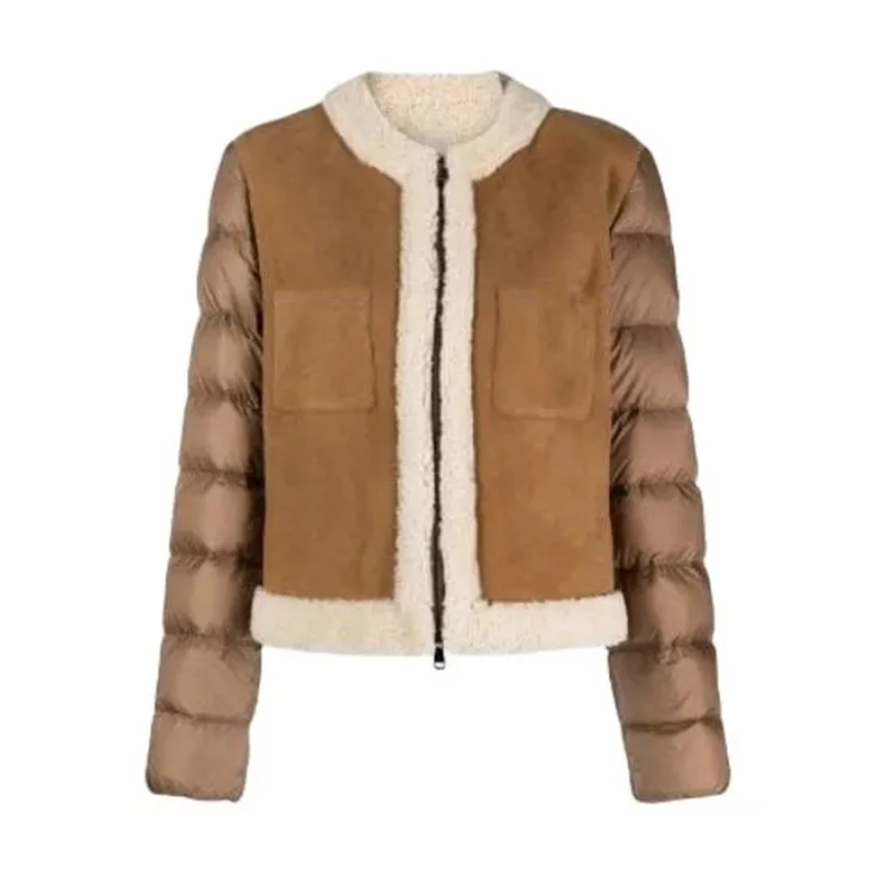 

NIGO Men's Fleece Nylon Panelled Zipper Jacket Contrast Design Winter Warm Loose Fit Outerwear Fashion Casual Coat #NIGO9334Z