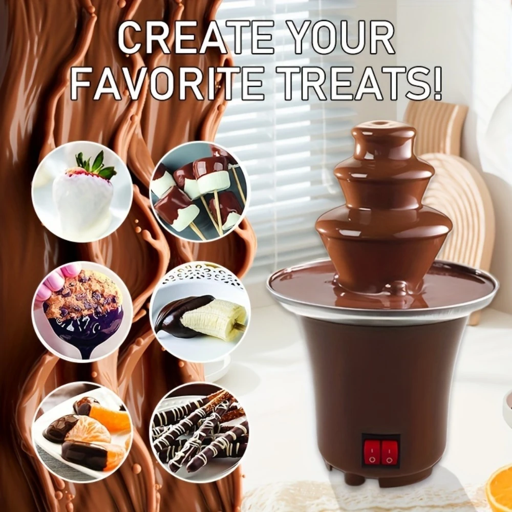 

Electric Chocolate Fondue Fountain 3-Layer DIY Waterfall Melts Chocolate Butter Cheese Machine Perfect for Home Party Wedding