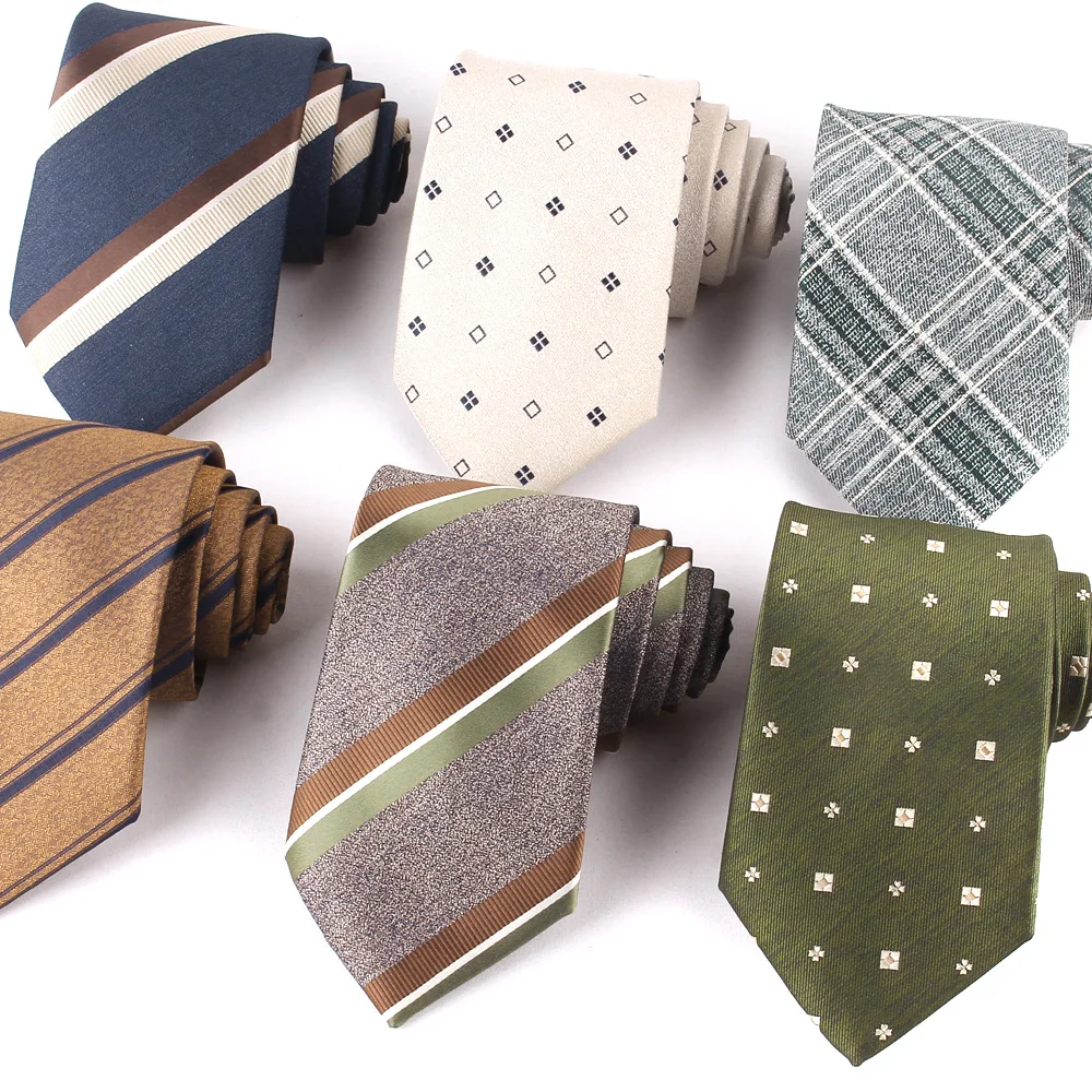 

Brown Green Striped Ties For Men Women Floral Neck Tie For Wedding Business Classic Groom Neckties Fashion Men's Stripe Neck Tie