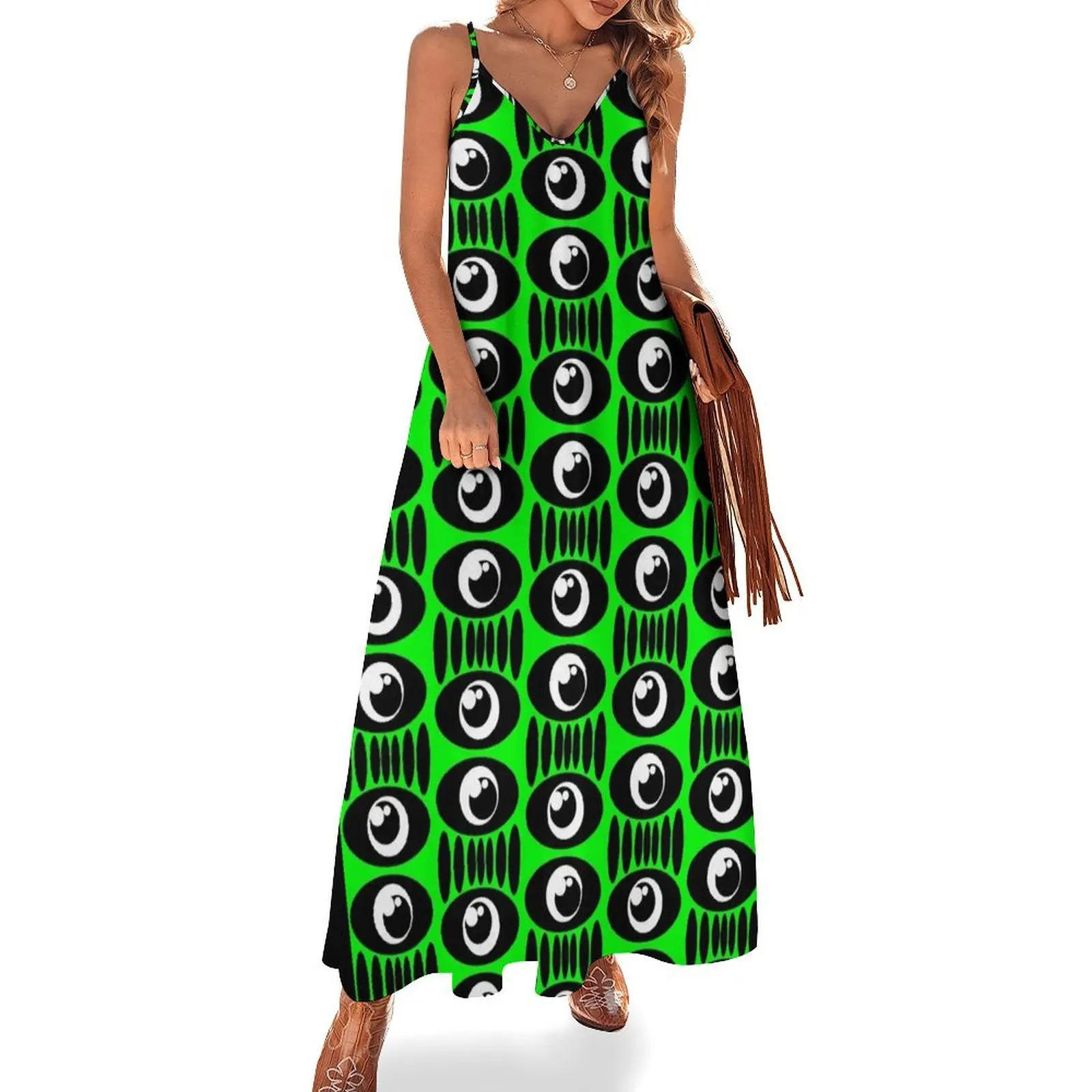 

Strange eye pattern Sleeveless Dress bandage dress Women's summer long dress