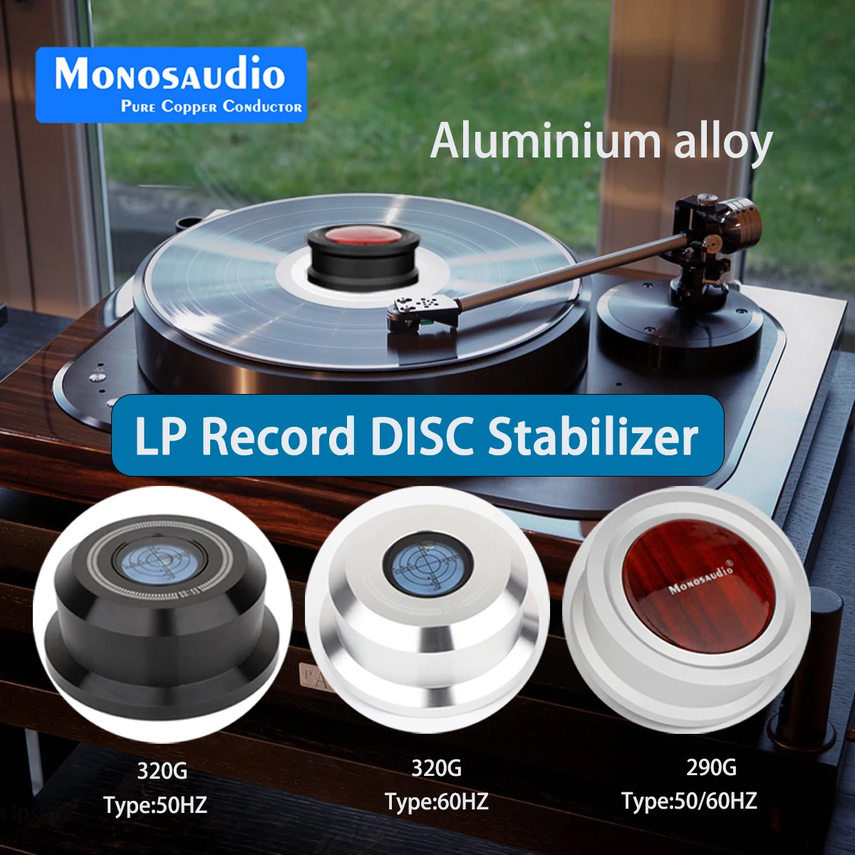 

Monosaudio Hi-End 50/60HZ LP Disc Stabilizer Turntable Vinyl Clamp Black Record Weight HiFi Audiophile Grade Vinyl Vibration