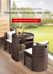 All-Weather Garden Furniture Set - Balcony Rattan Chair, Small Table and Chair Combo, Ideal for Outdoor Terrace and Courtyard