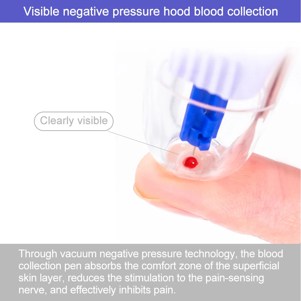 

Painless Lancet Pen Device Vacuum Technology Blood Glucose and Ketone Testing mildly painful Blood Diabetes Meter Kit