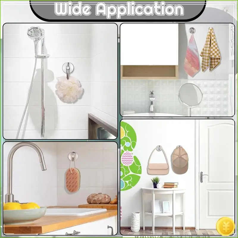 4Pcs Suction Cup Hooks, Towel Hooks, No Drilling Hooks, Suction Cup, Bathroom, Kitchen, Clothes Hooks
