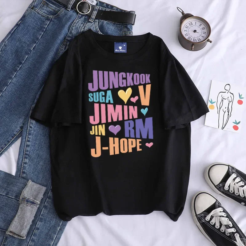 Bts Printed Men's And Women's T Shirt Jungkook Jimin V J-Hope Rm Jin Short-Sleeved Casual Fashion Top Quality T-Shirt