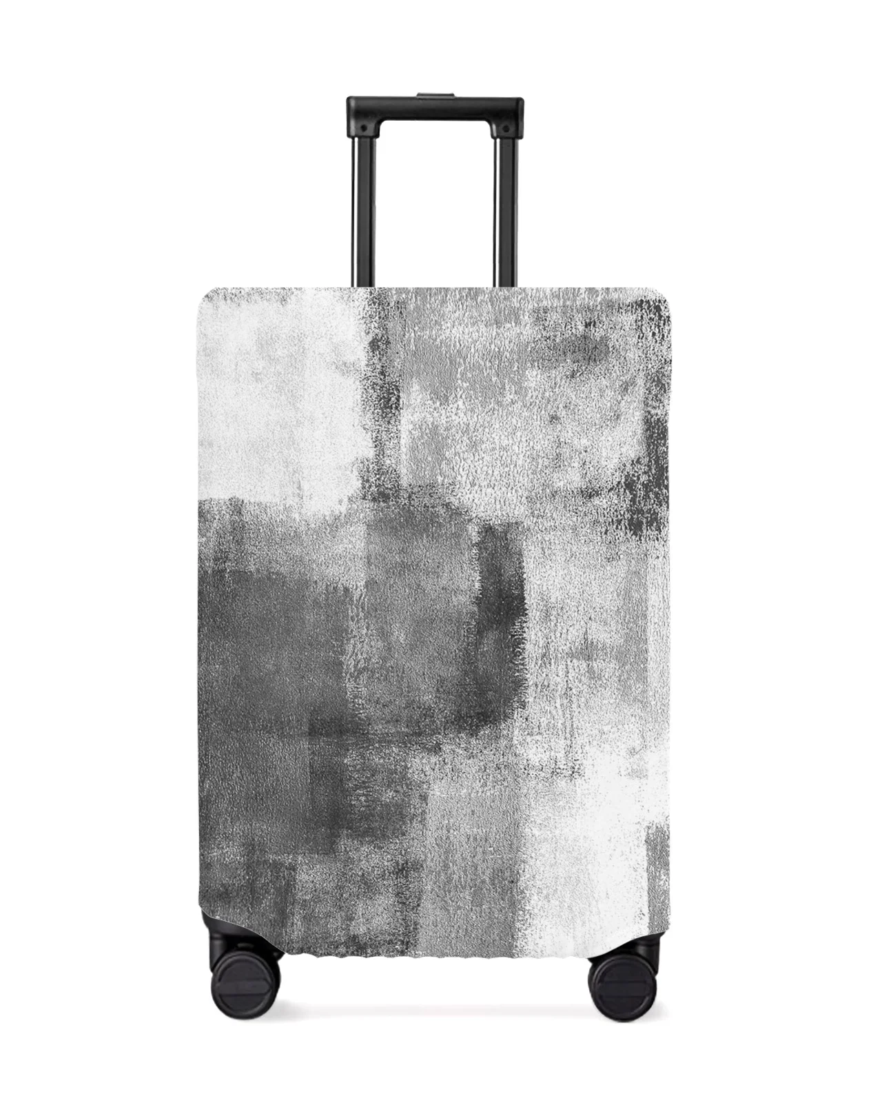 

Oil Painting Abstract Geometry Black White Grey Luggage Cover Stretch Baggage Dust Cover for 18-32 Inch Travel Suitcase Case