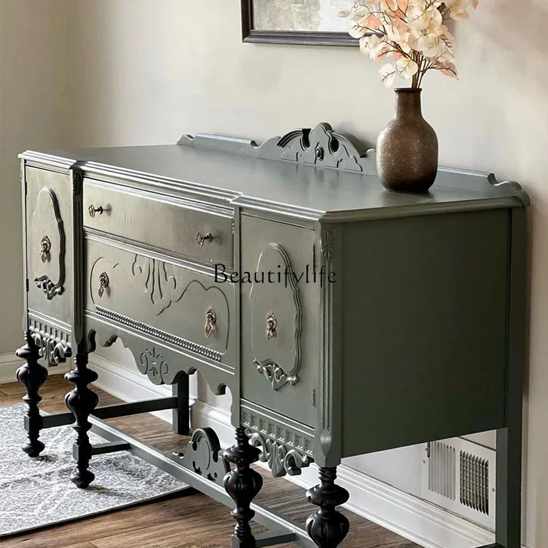 

04French medieval style neoclassical entrance foyer porch cabinet living room light