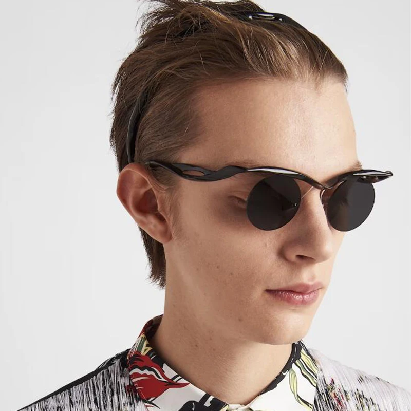 Circular Rimless Sunglasses Fashion Women Outdoor Eyewear Designer Special-shaped Men Sun Glasses Party Holiday Accessory