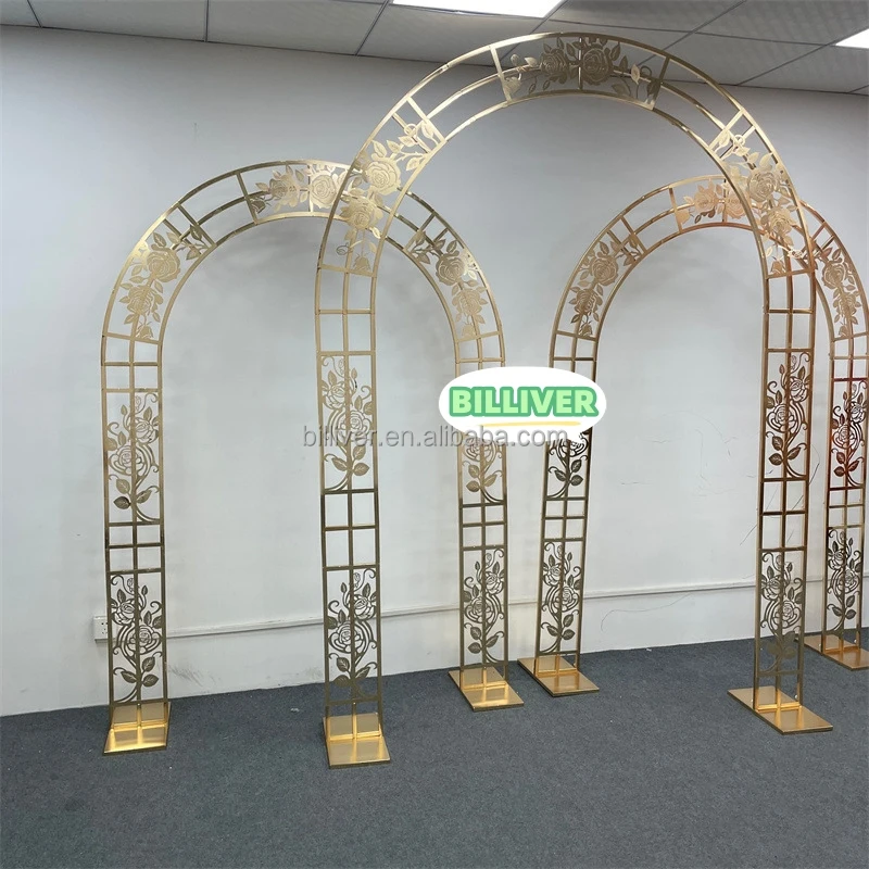 Stainless Steel Wedding Frame Prop Stage Backdrop Wrought Iron Arch Flower Stand Hollowed-out Rose Stand Decoration