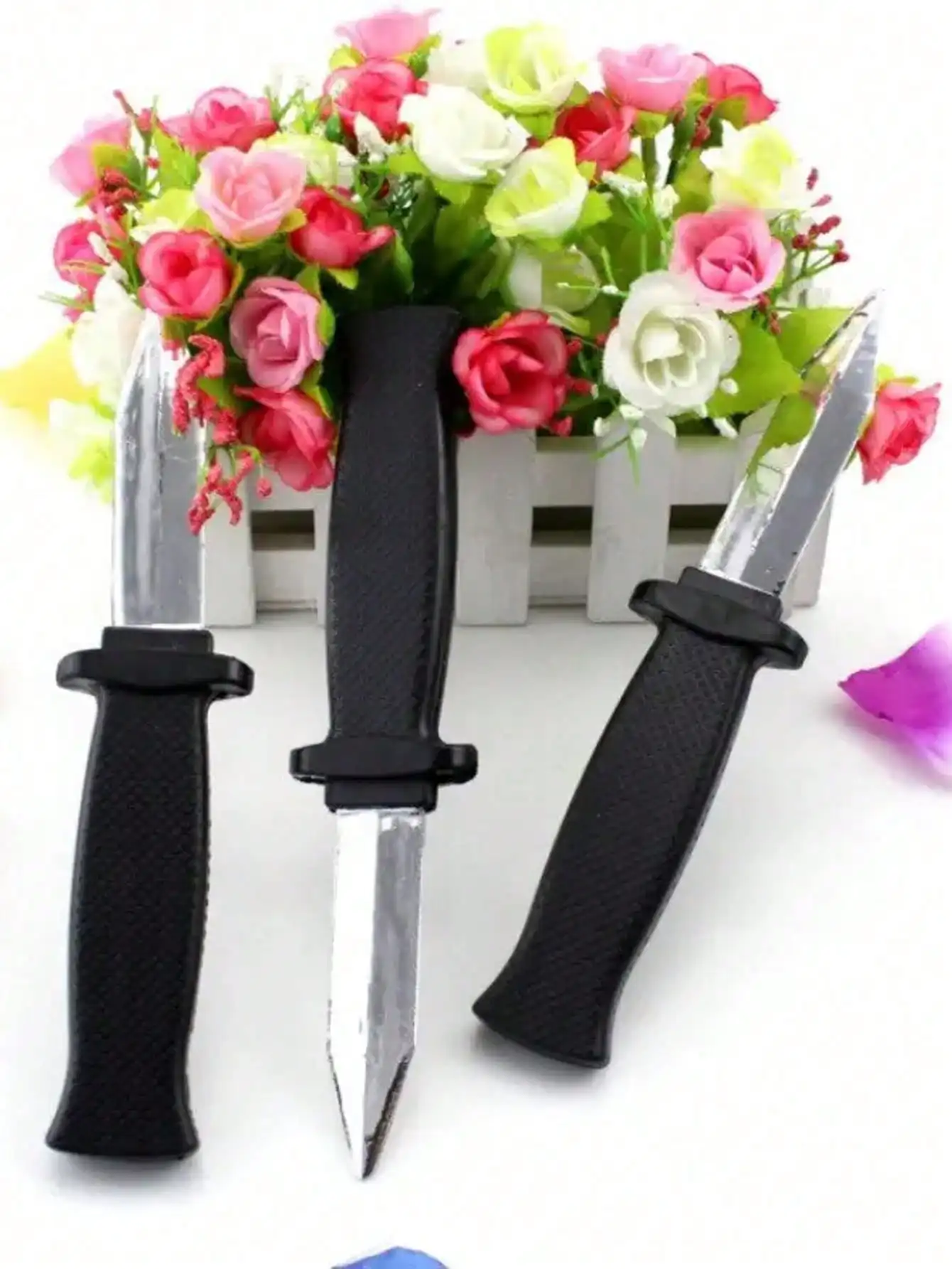 1pc  Spring knife telescopic simulation plastic knife prank performance dagger spoof fake knife props