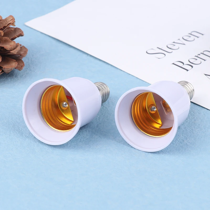 2PCS White E14 To E27 E14-D27 Adapter Conversion Socket Fireproof Plastic Converter Socket Bulb Adapter Lamp Holder Adapter
