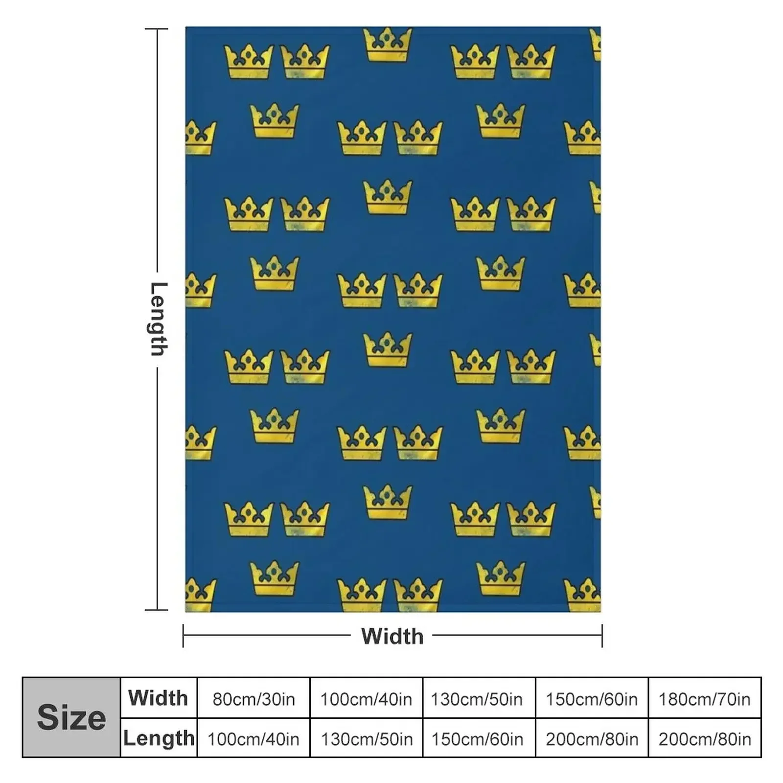 3 Three Crowns Tre Kronor of Sweden Swedish Coat of Arms Distressed Throw Blanket Giant Sofa Sofa Blankets