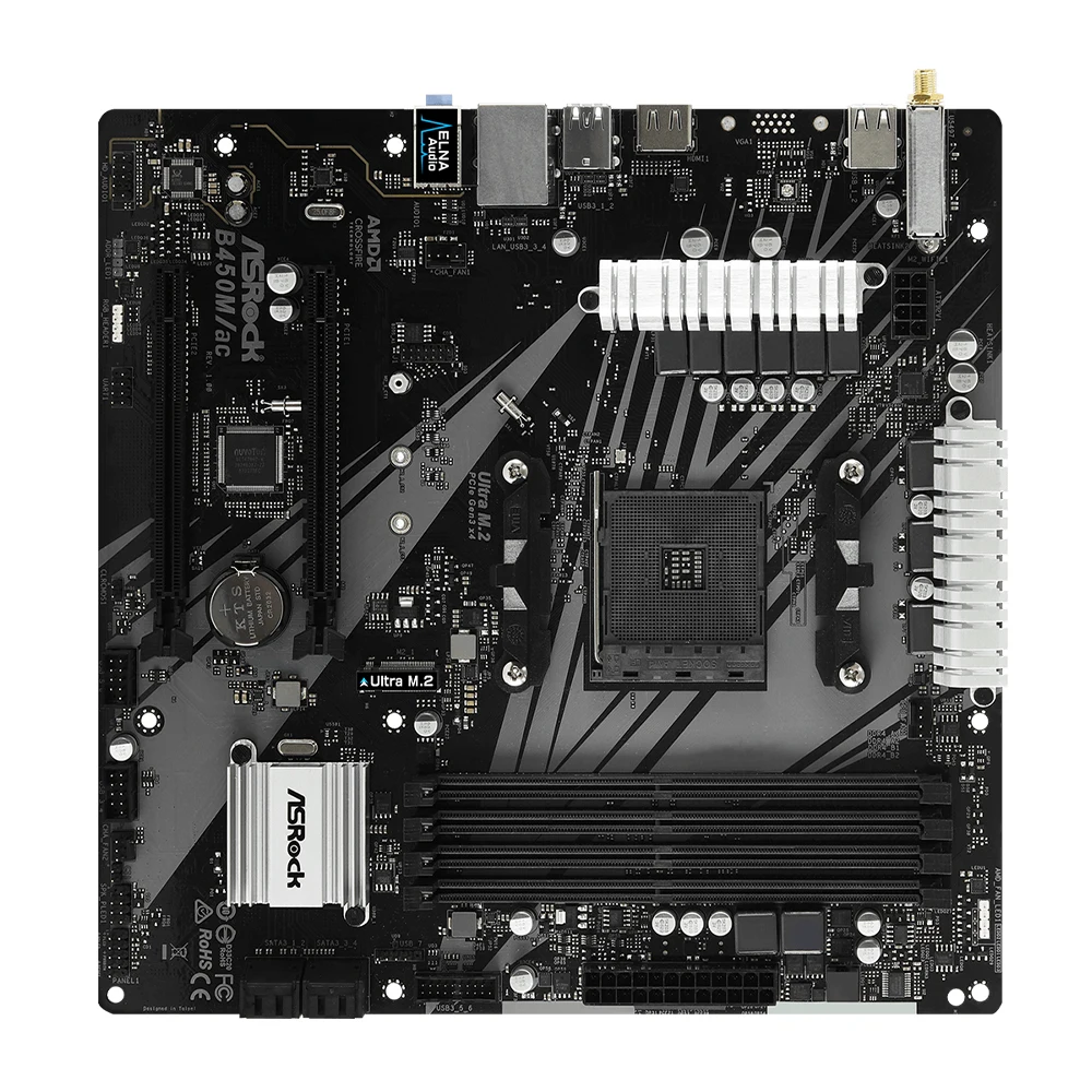اللوحة الأم ASROCK B450M/AC تدعم 5800X3D 5700X 5600X 5600G 1700X 2700X CPU AM4 4xDDR4 M.2 NVME HDMI mATX اللوحة الرئيسية